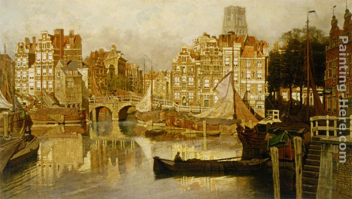 A view of the Blaak Rotterdam painting - Johannes Christiaan Karel Klinkenberg A view of the Blaak Rotterdam art painting